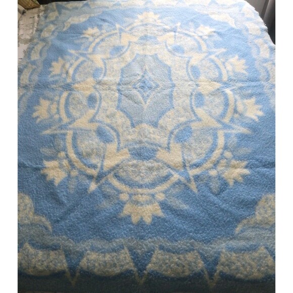 AaBe Other - AABE Wollen Denkens Vtg Dutch Wool Blanket Tilburg, Holland Blue/Cream 60" X 78"